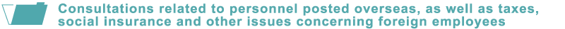 Consultations related to personnel posted overseas, as well as taxes, social insurance and other issues concerning foreign employees