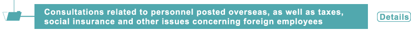 Consultations related to personnel posted overseas, as well as taxes, social insurance and other issues concerning foreign employees